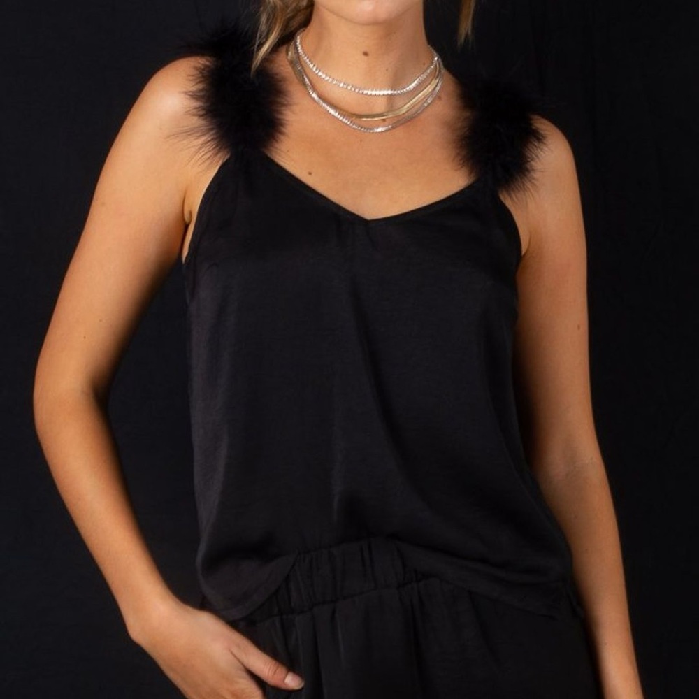 NWT Animari Madeleine Feather Cami - Black L
